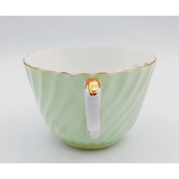 Aynsley Green Swirl Bone China Afternoon Tea in Pale Spring Green with Floral - Picture 8 of 12